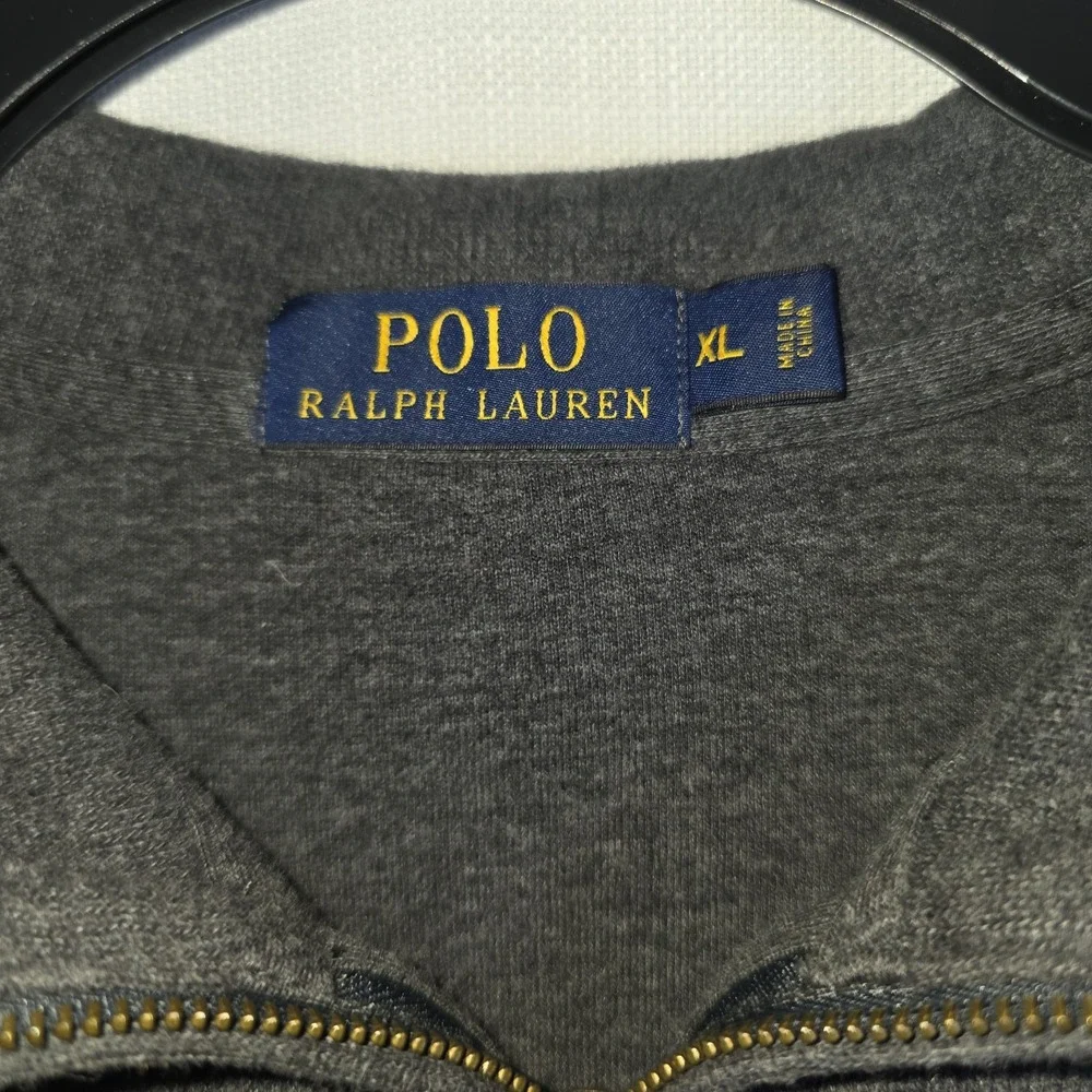 Polo Ralph Lauren Sweater Mens XL Gray 1/4 Zip Mock Neck Cotton Pullover Knit